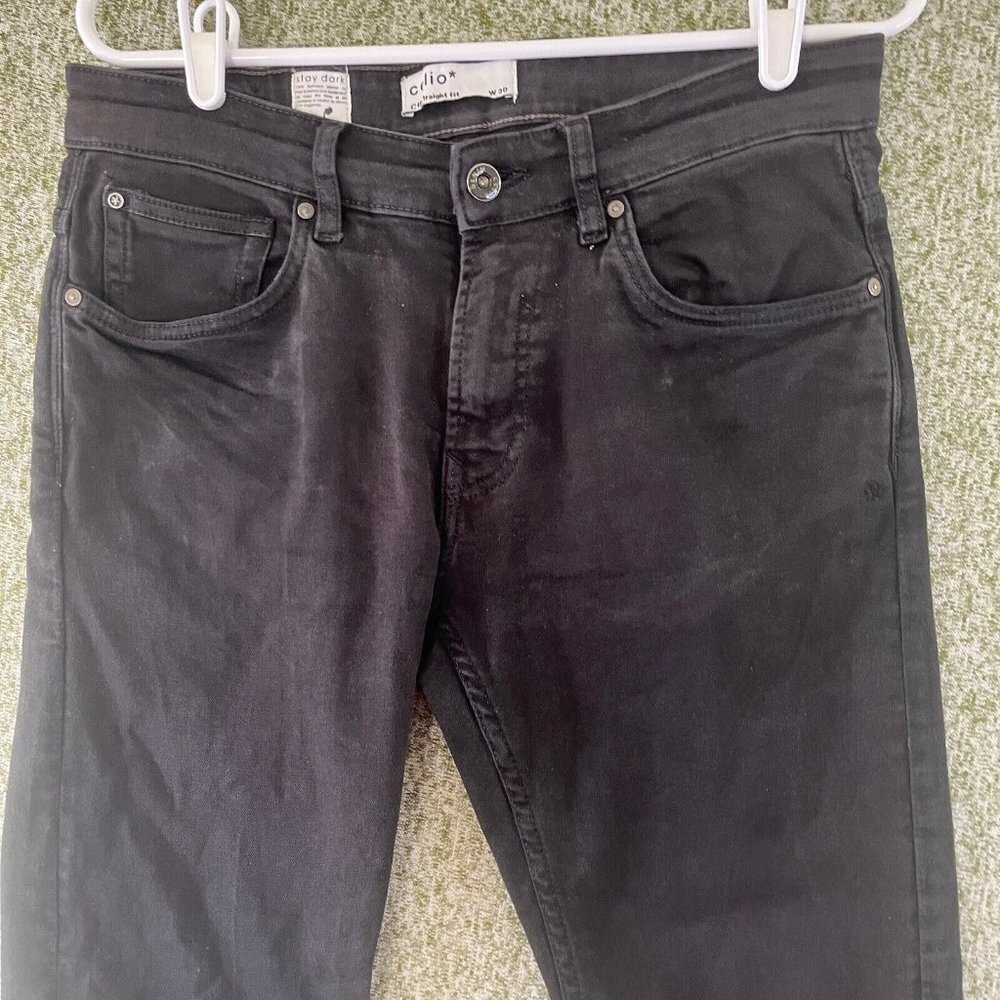 Celio Jeans Mens 30 Black C15 Straight Fit Stretch Classic Smart Casual Denim